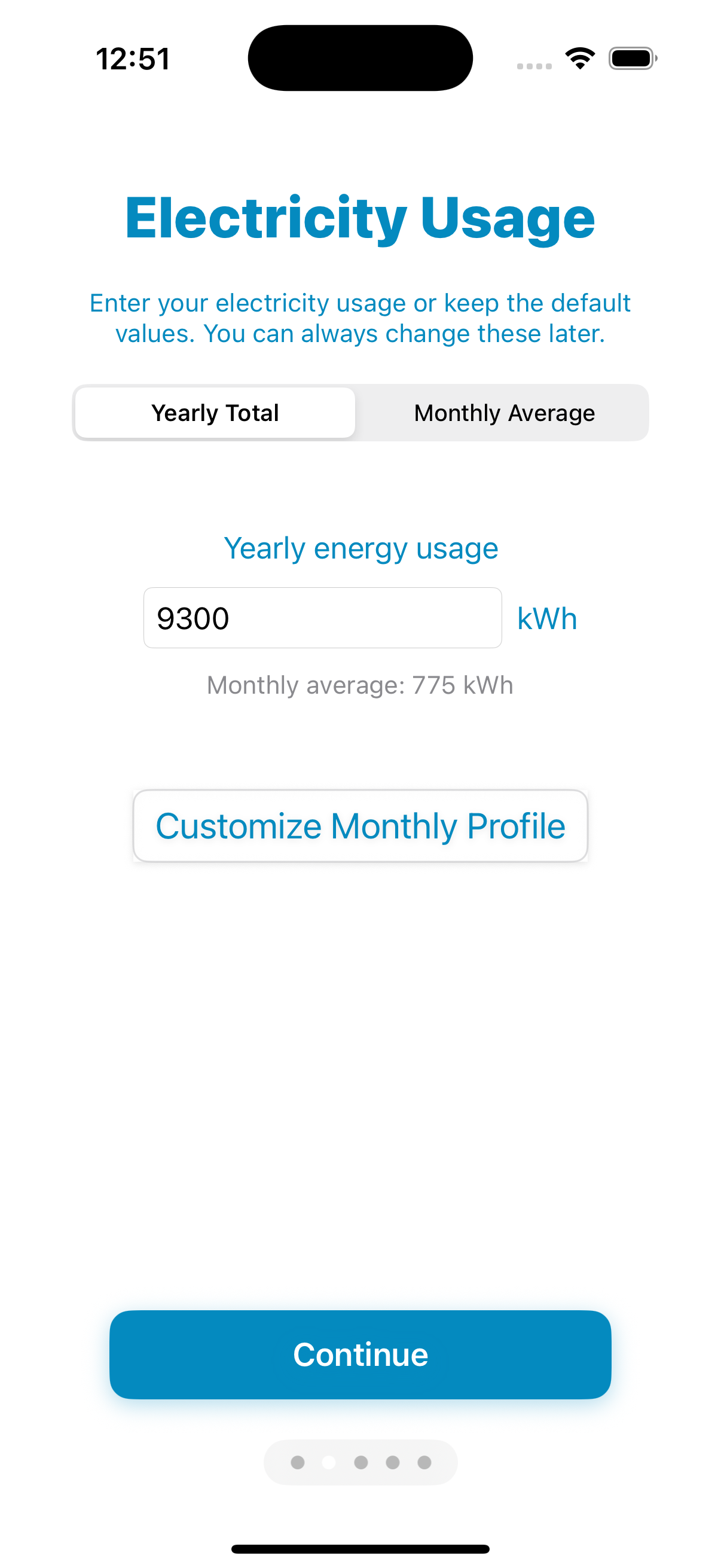 Electricity cost screen